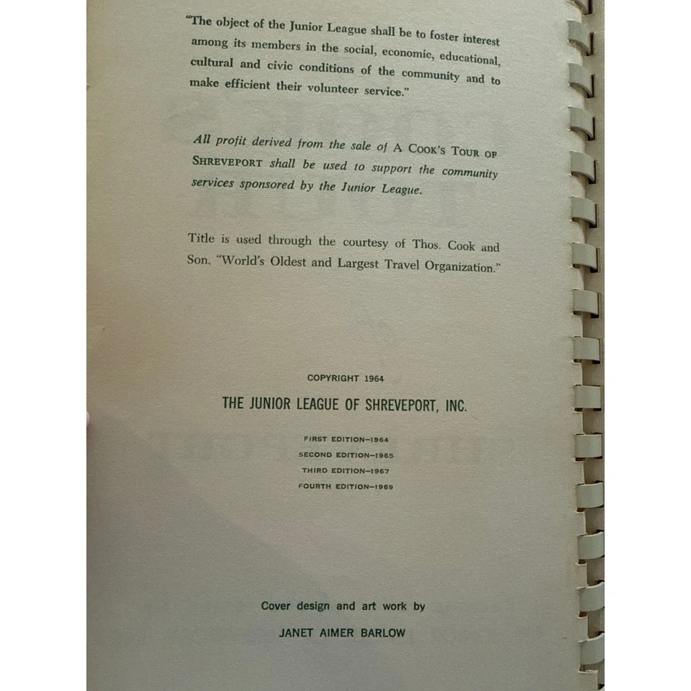 A Cooks Tour‎ of Shreveport Junior League Cookbook 1964 Spiral Bound VTG
